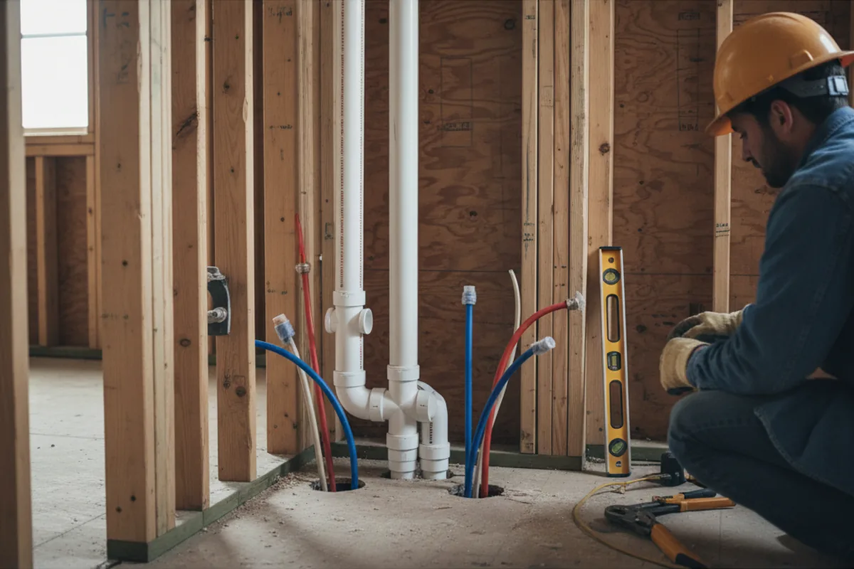 Drain and supply rough-in during Sump Pump Repair in Kaweah